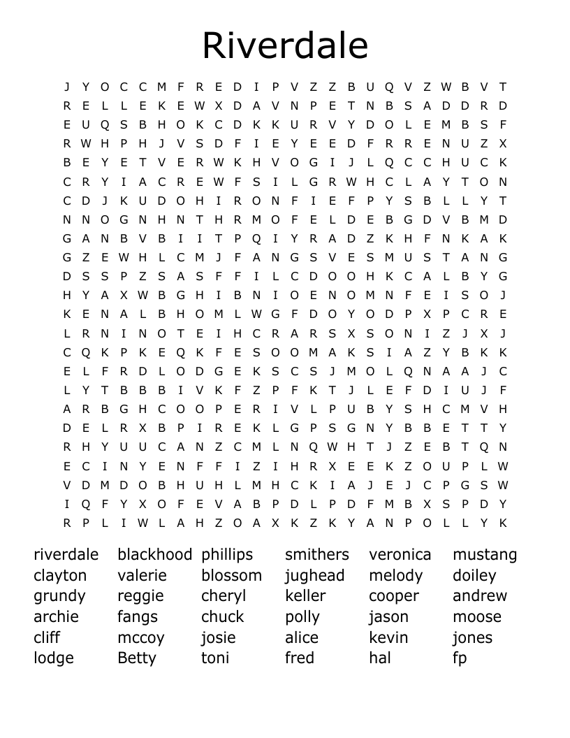 Riverdale Word Search