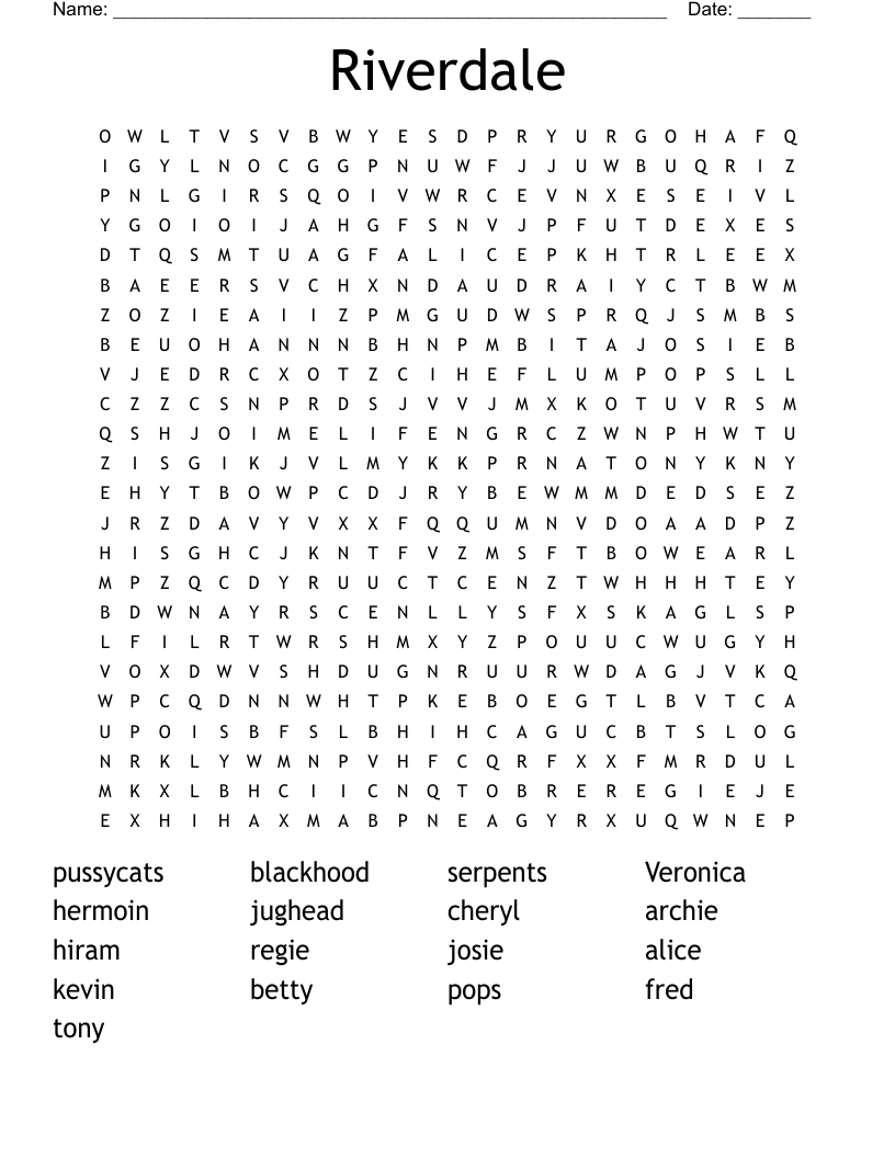 Riverdale Word Search