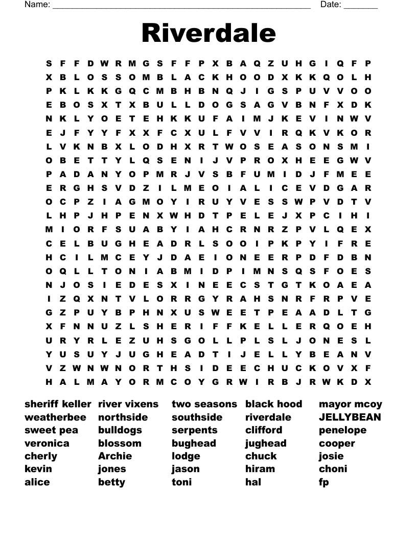 Riverdale Word Search