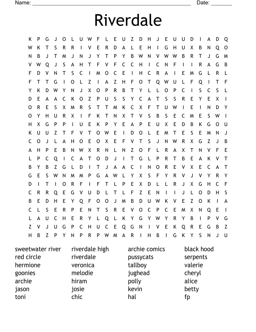 Riverdale Word Search