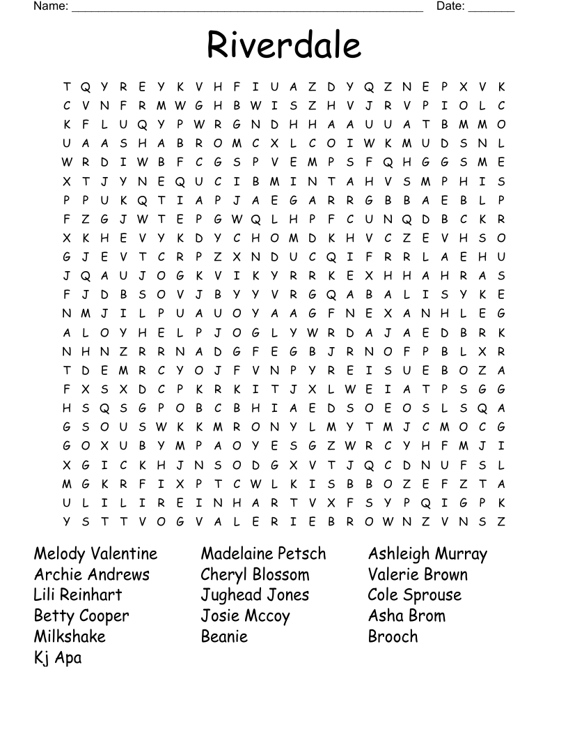Riverdale Word Search