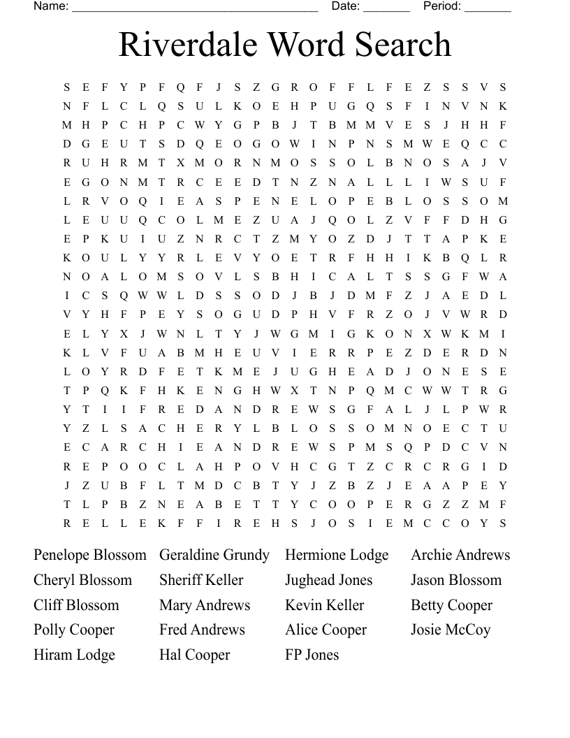 Riverdale Word Search
