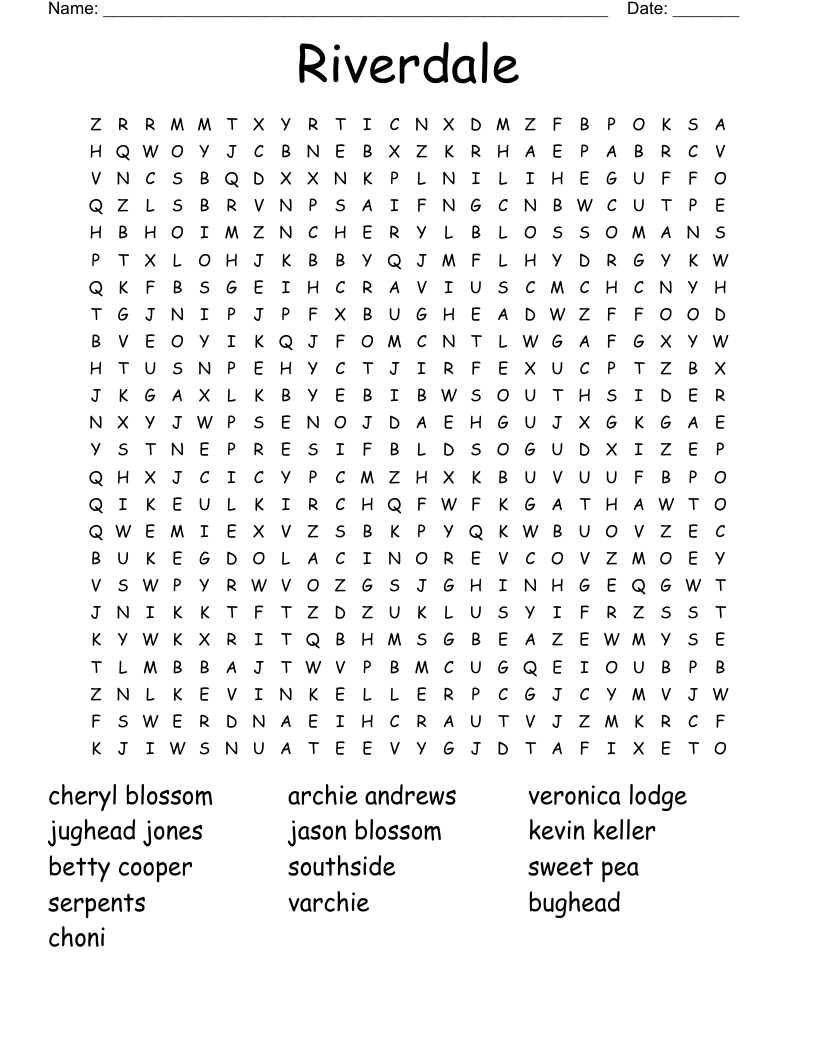 Riverdale  Word Search