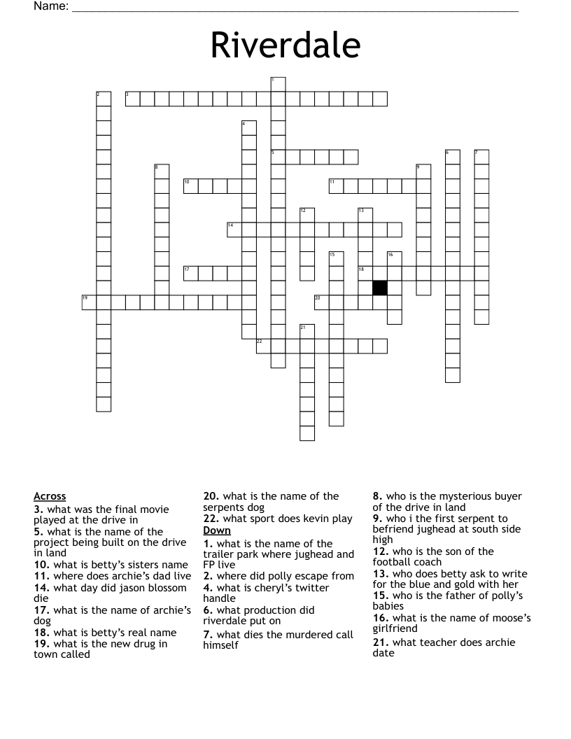 Riverdale  Crossword