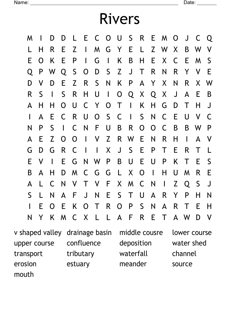 Rivers Word Search