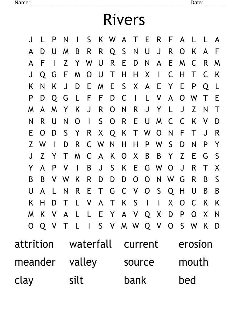 Rivers Word Search