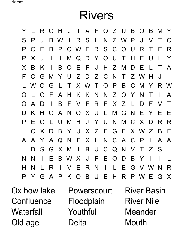 Rivers Word Search