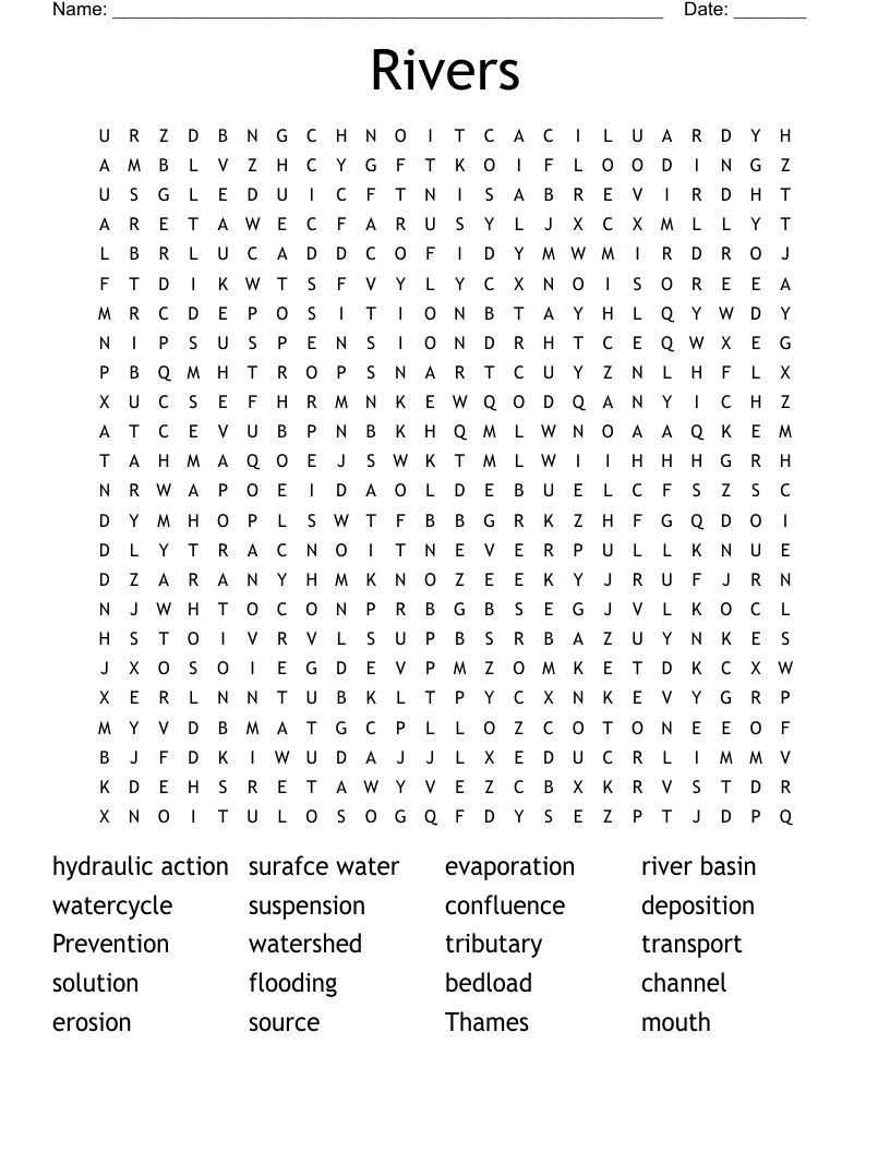 Rivers Word Search