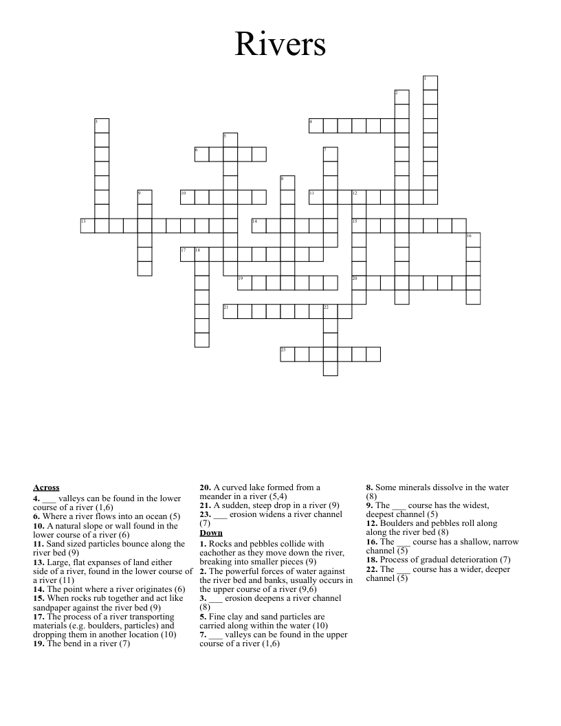 Rivers Crossword