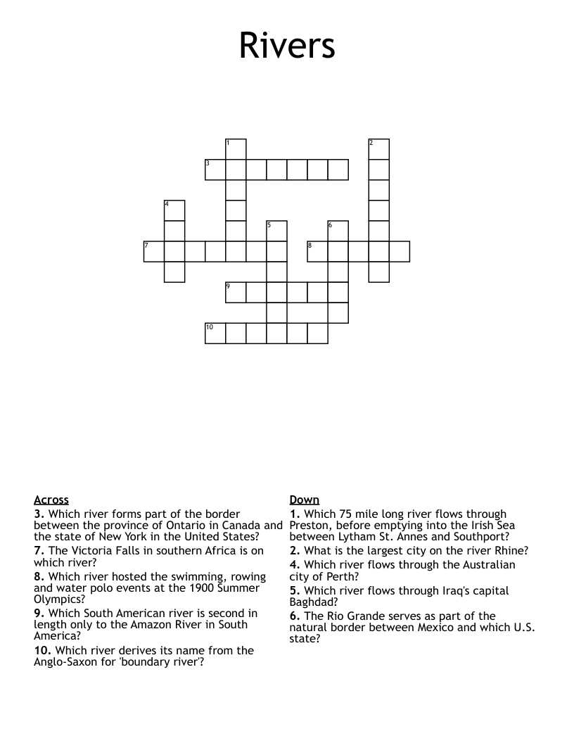 Rivers Crossword