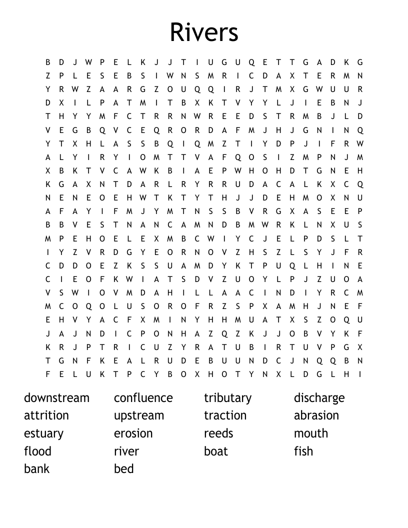 Rivers Word Search