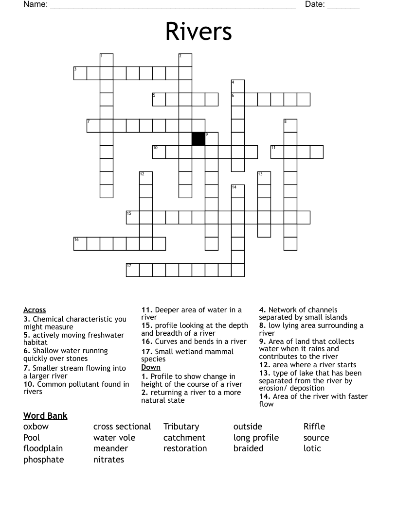 Rivers Crossword