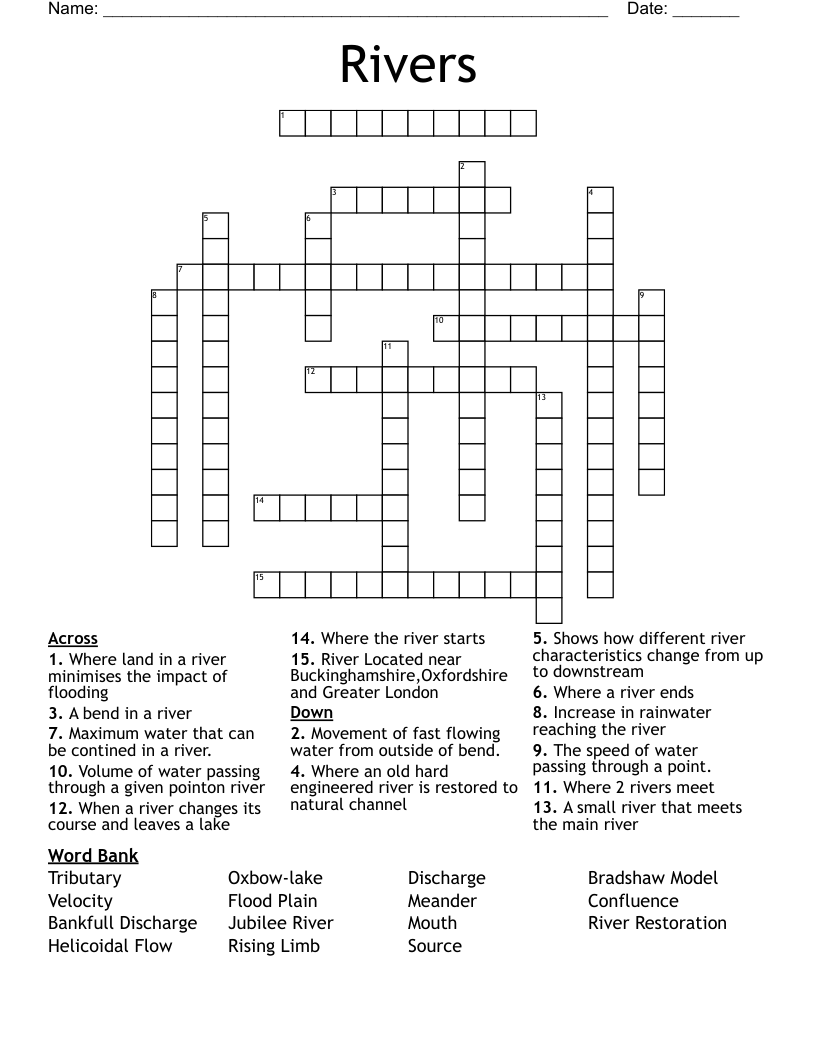 Rivers Crossword
