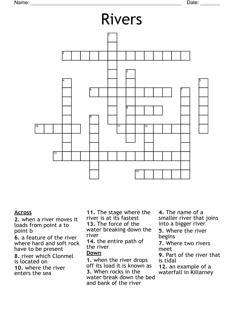 Rivers Crossword