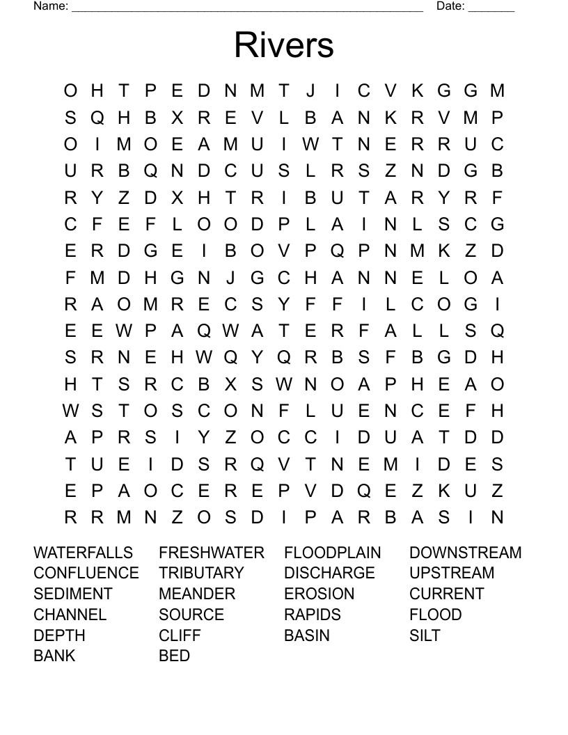 Rivers Word Search