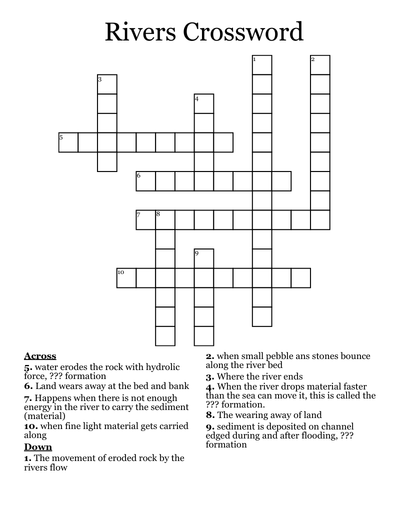 Rivers Crossword
