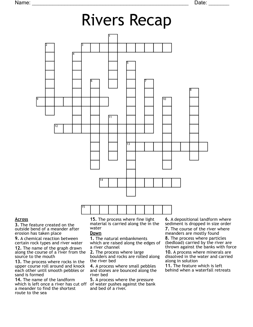 Rivers Recap Crossword