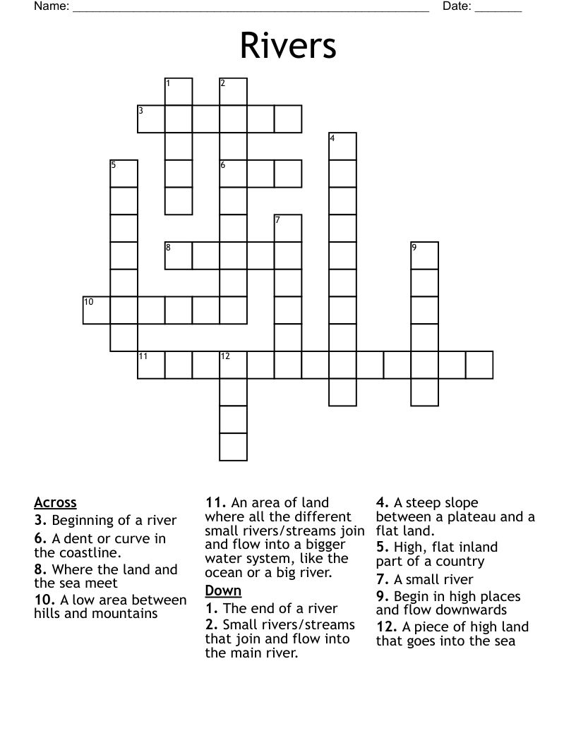 Rivers  Crossword