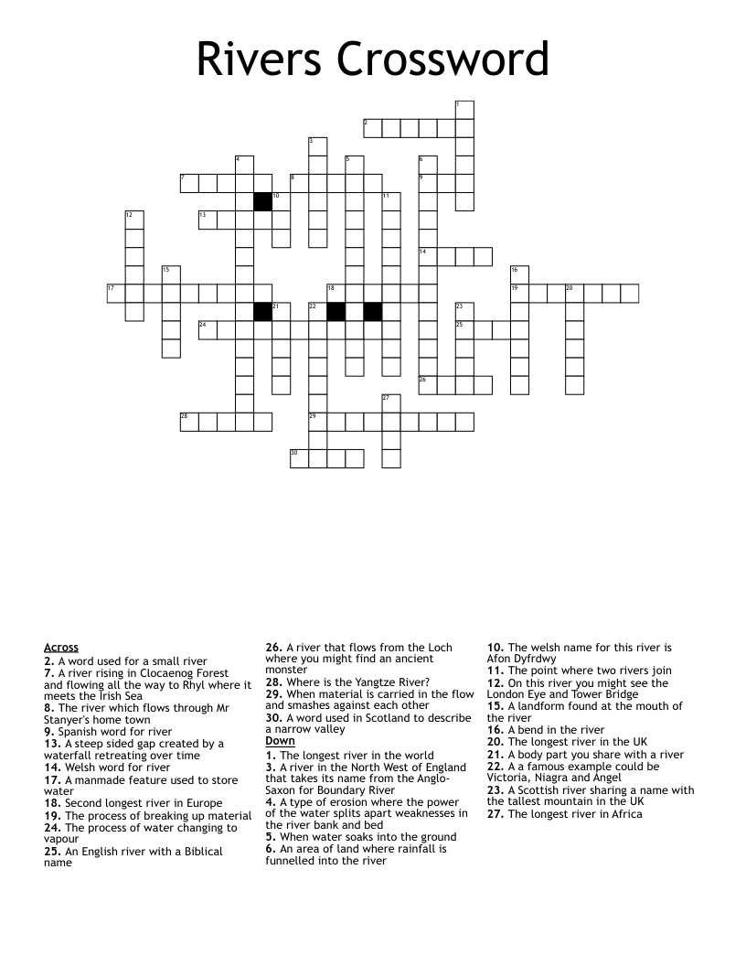 Rivers  Crossword