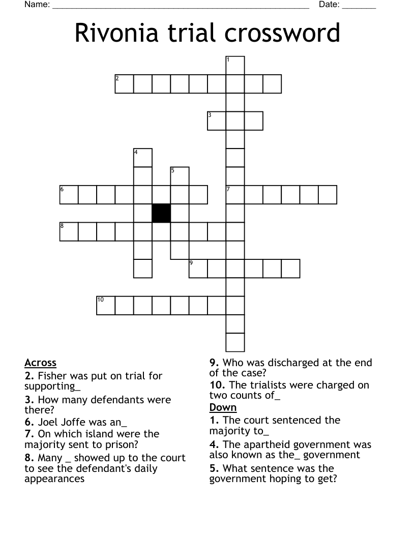 Rivonia trial crossword