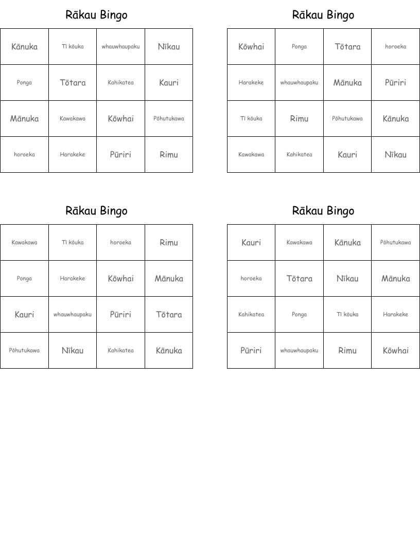 Rākau Bingo