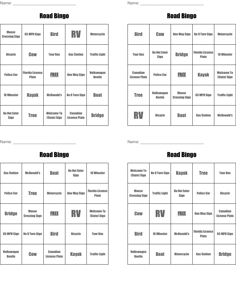 Road Bingo