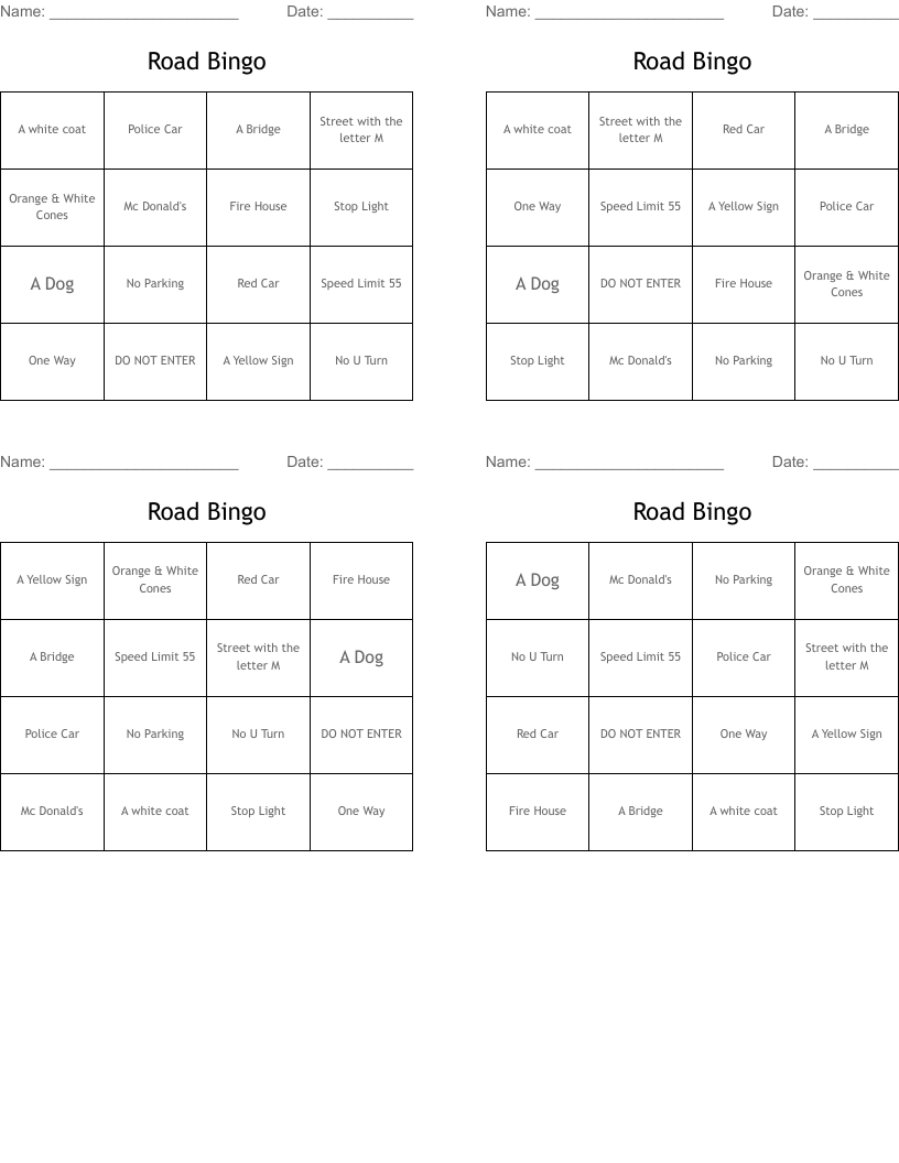 Road Bingo