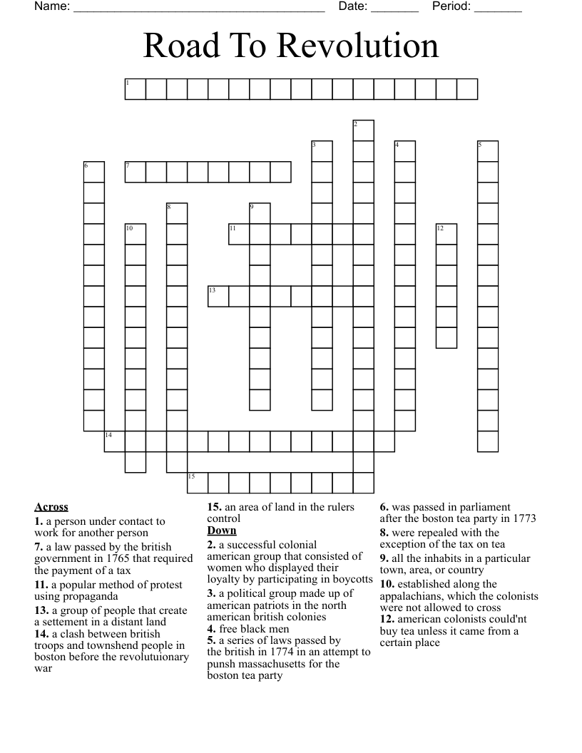 Road To Revolution Crossword