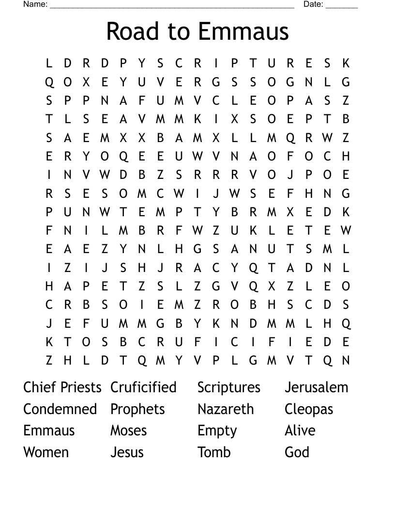 Road to Emmaus Word Search