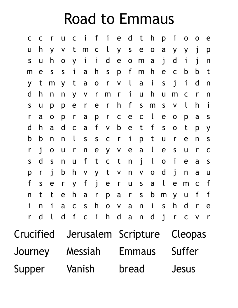 Road to Emmaus Word Search
