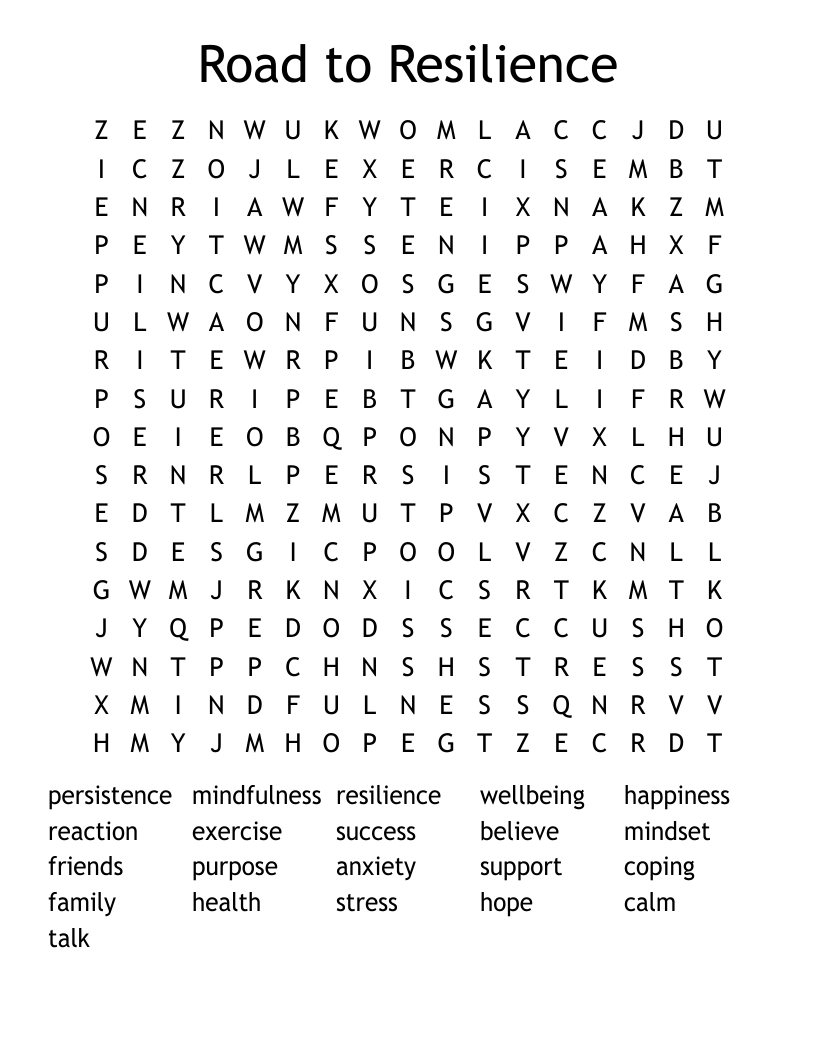 Road to Resilience Word Search