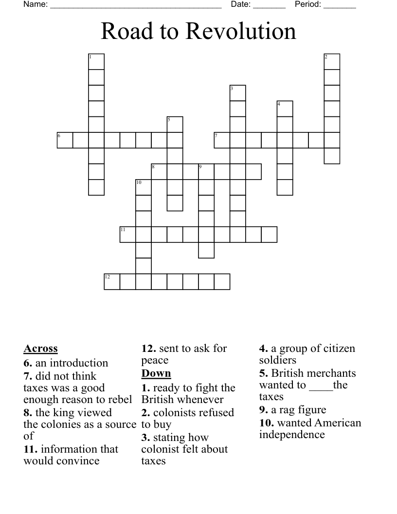 Road to Revolution Crossword