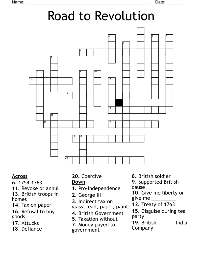 Road to Revolution Crossword