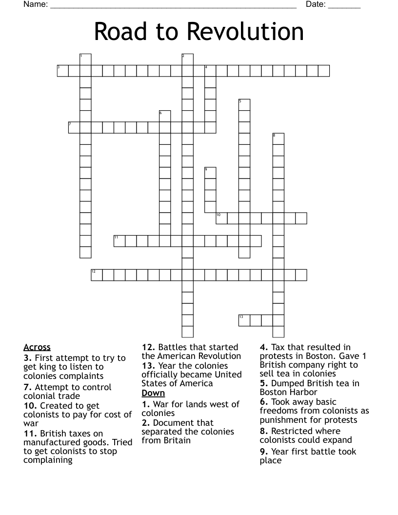 Road to Revolution Crossword