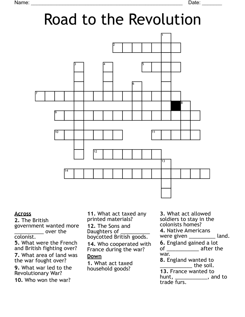 Road to the Revolution Crossword