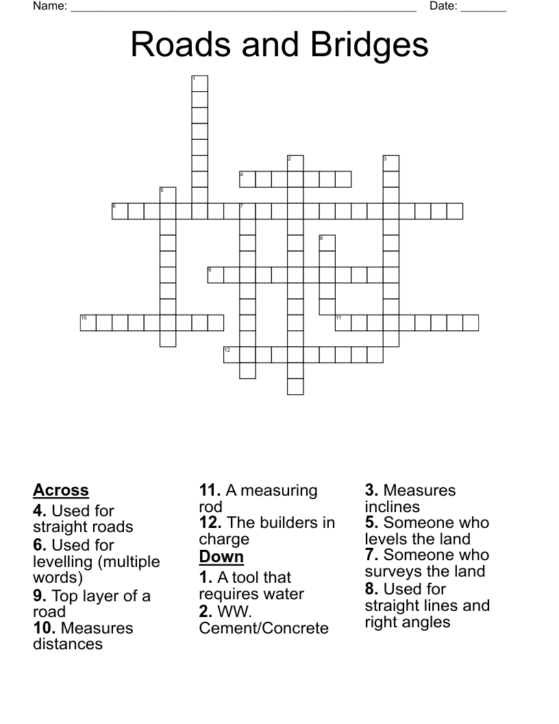 Roads and Bridges Crossword