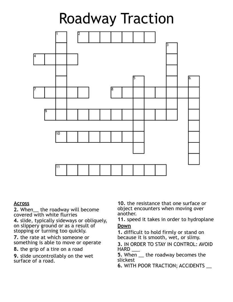 Roadway Traction Crossword