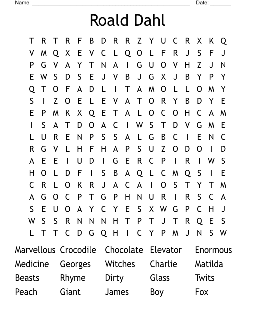 Roald Dahl Word Search