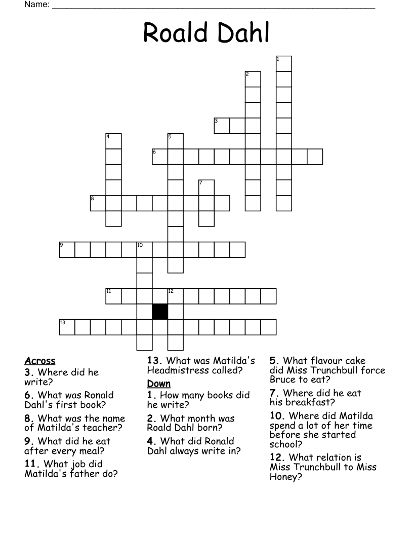 Roald Dahl Crossword