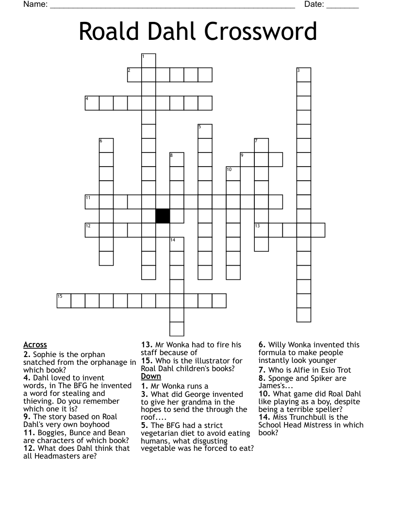 Roald Dahl Crossword