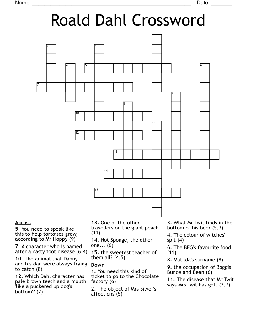 Roald Dahl Crossword