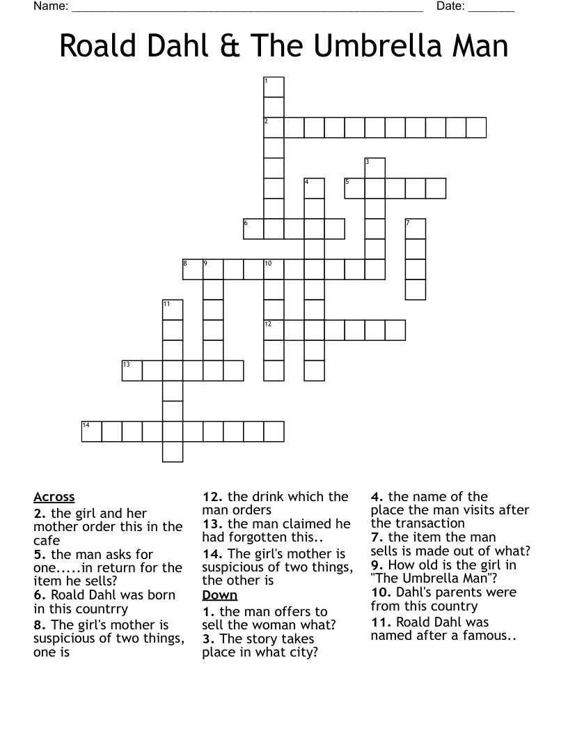 Roald Dahl & The Umbrella Man Crossword