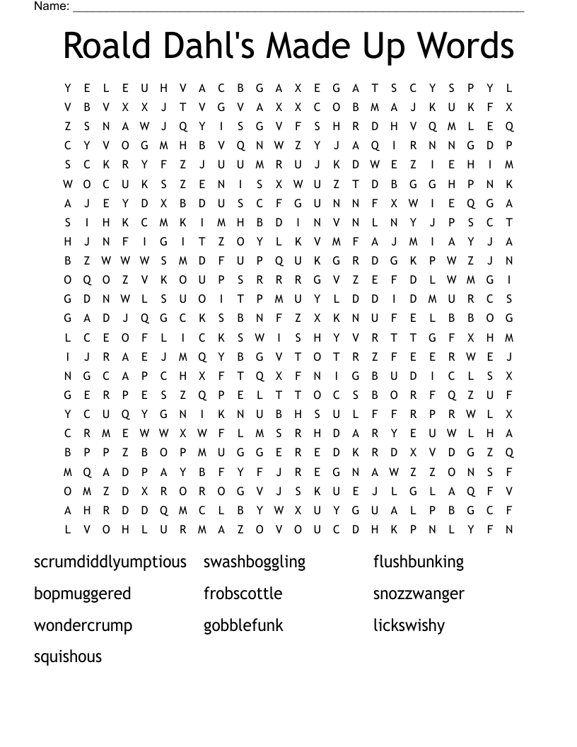 Roald Dahl's Made Up Words Word Search