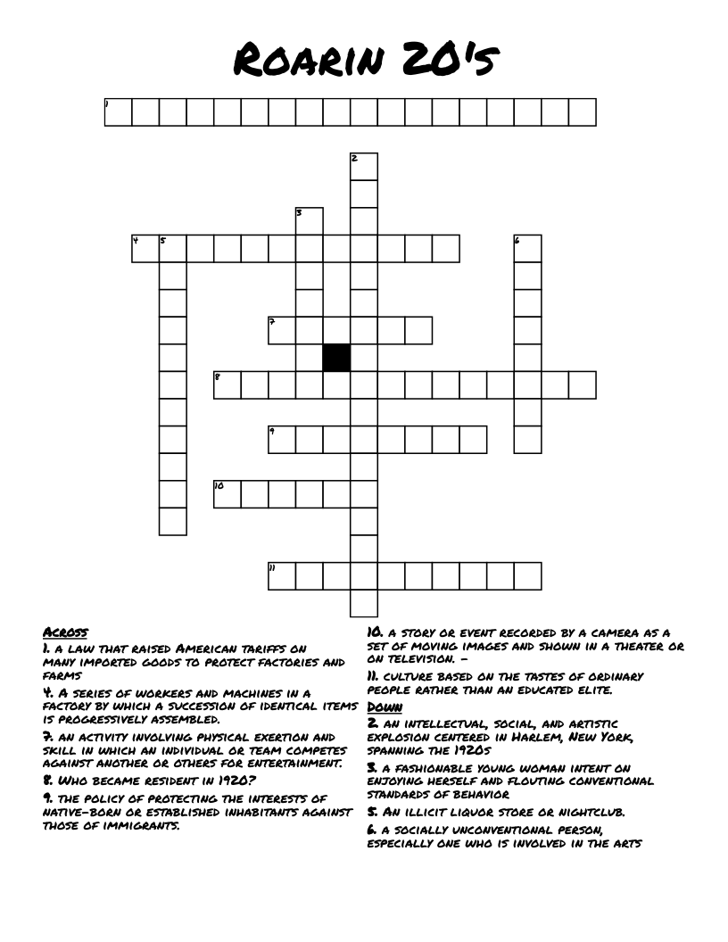 Roarin 20's Crossword