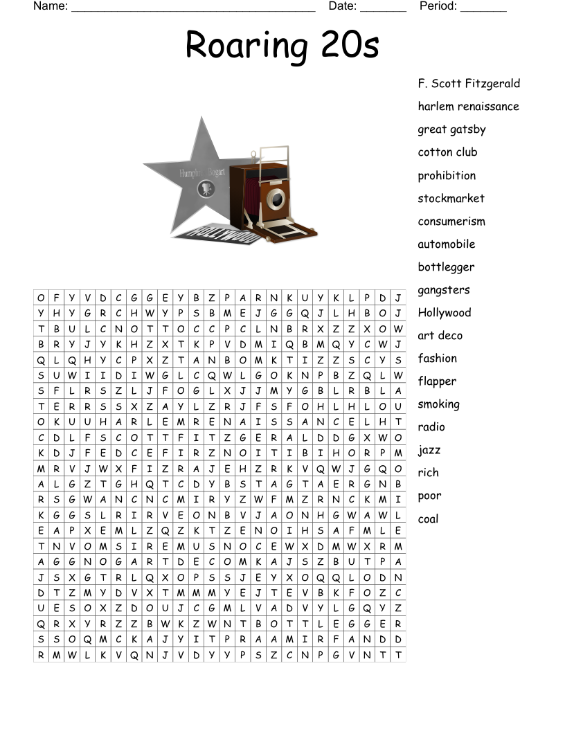 Roaring 20s Word Search