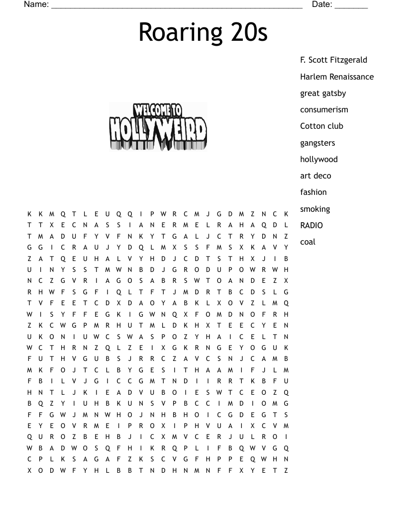 Roaring 20s Word Search