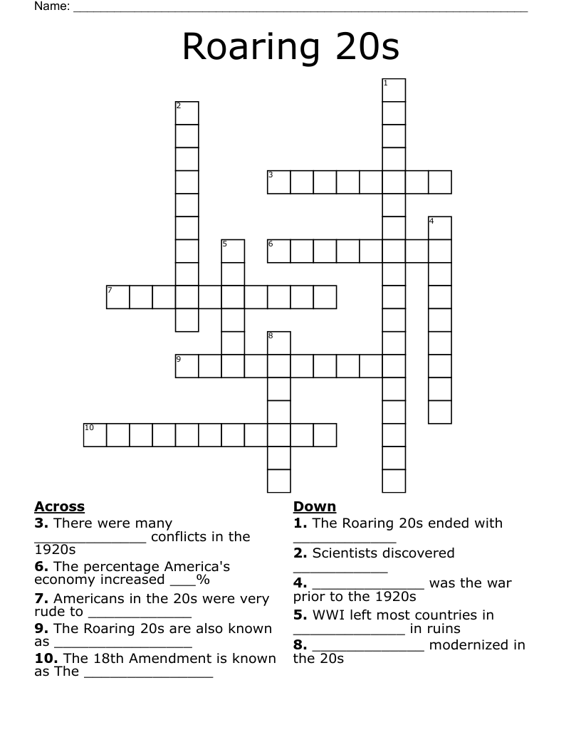 Roaring 20s Crossword