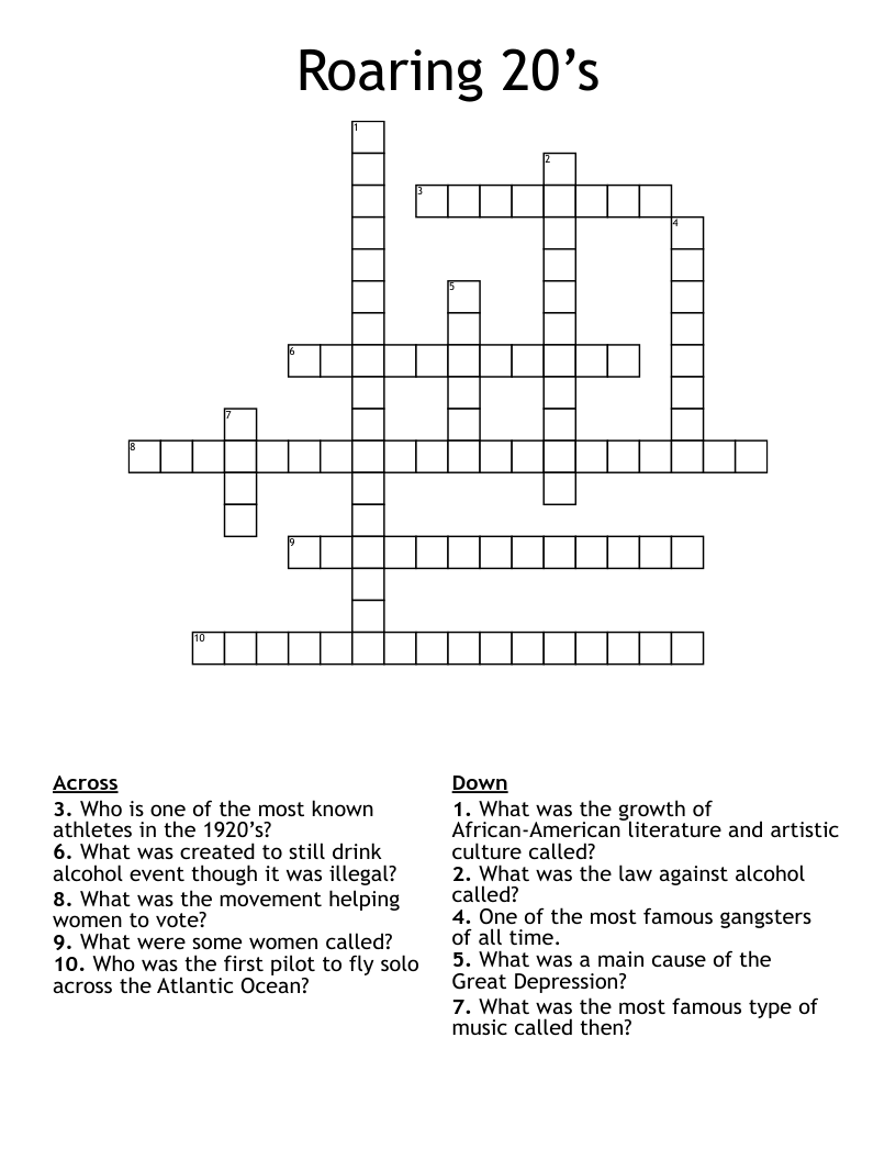 Roaring 20’s Crossword