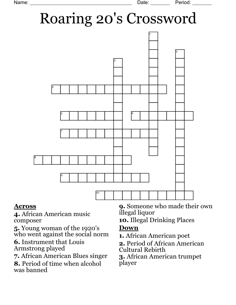 Roaring 20's Crossword