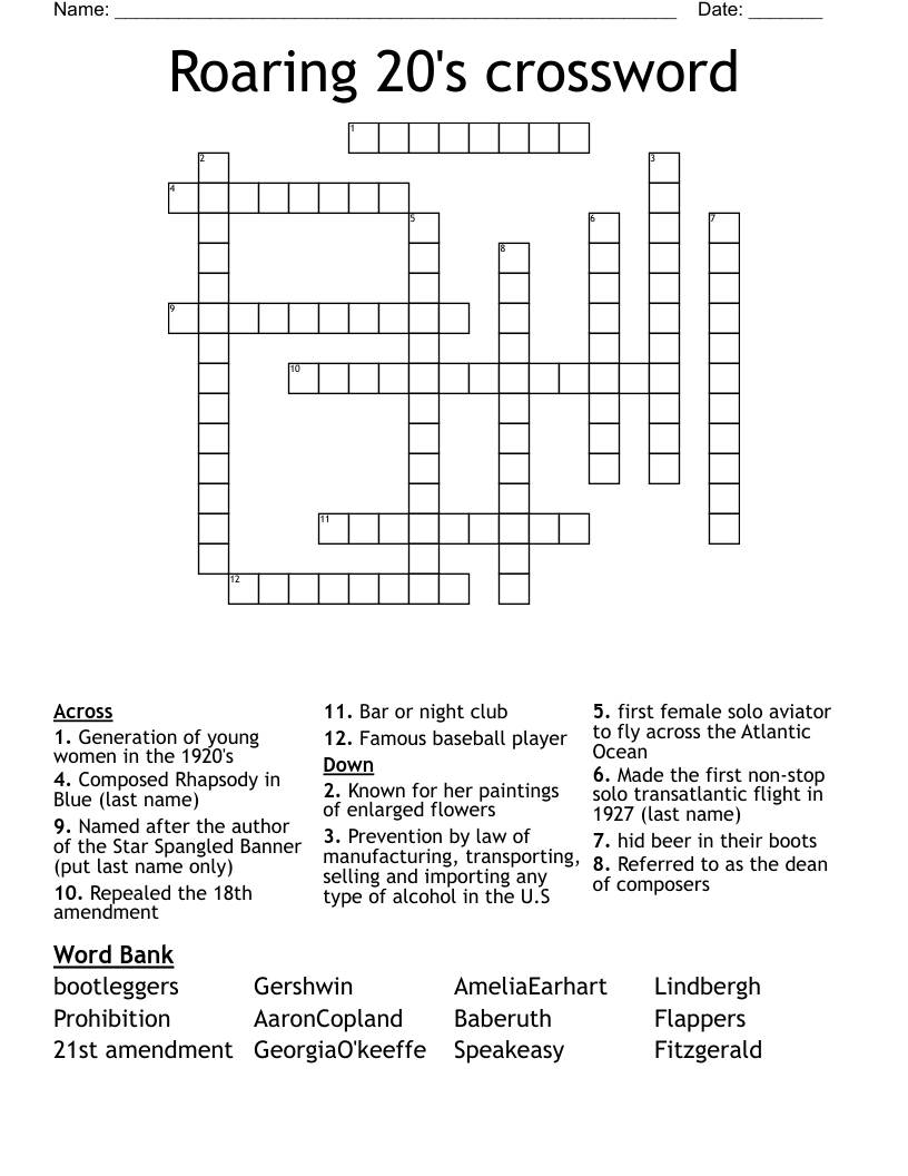 Roaring 20's crossword